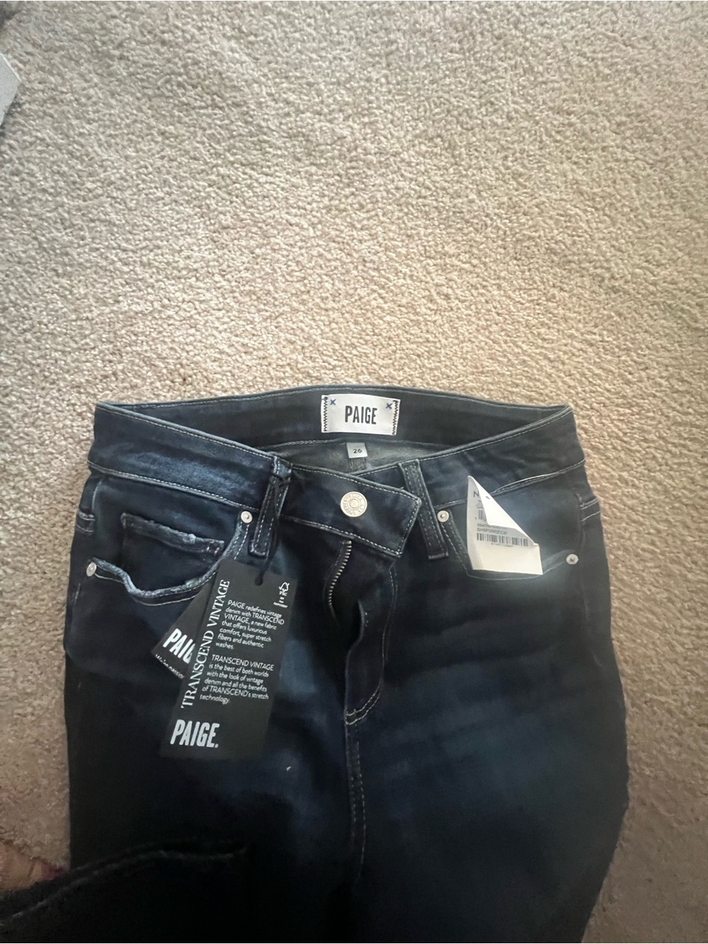 PAIGE Dark Indigo Straight-Leg High-Rise Jeans